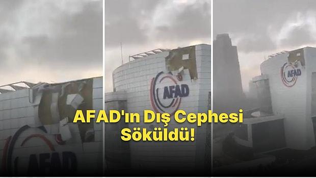 Ankara’da Meydana Gelen Fırtına Nedeniyle AFAD Başkanlık Binasının Dış Cephesi Söküldü
