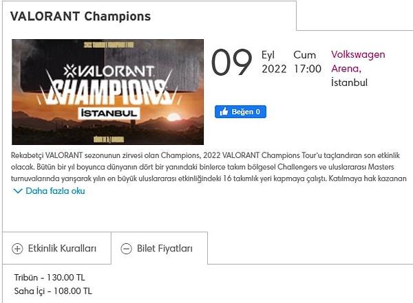 Valorant Champions 2022 bilet fiyatları da belli oldu.