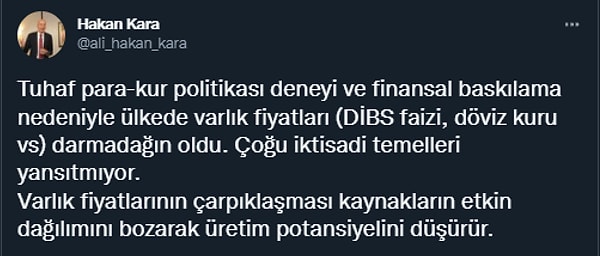 Merkez Bankası eski Başekonomisti Prof. Dr. Hakan Kara, fiyatlamaların karışmasının ekonomik temellerle açıklanamayacağını söylüyor