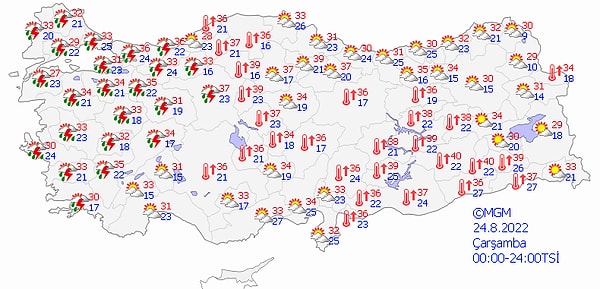 Bugün yurt genelinde hava şöyle: