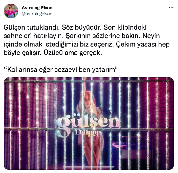 Bu üzücü haberin ardından birçok kişi Gülşen'e destek olduğunu göstermeye çalışırken, Astrolog Elvan Gülşen'in yaşadıklarını tamamen çekim yasasına bağladı.