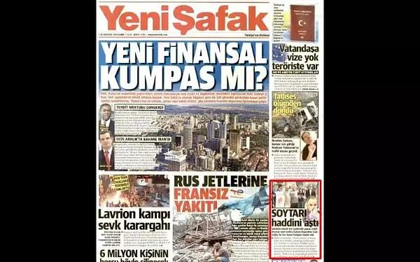 Yeni Şafak Gazetesi "Soytarı Haddini Aştı"