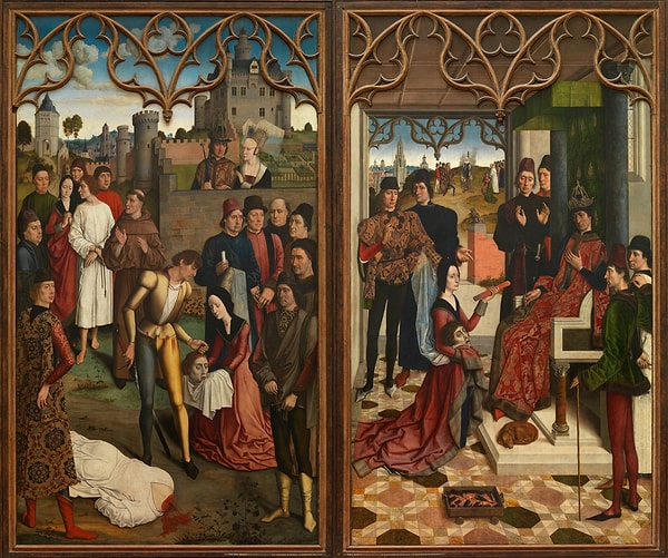 7. Dieric Bouts - Justice of Emperor Otto III, Beheading of the Innocent Count and Ordeal by Fire (1473-75)