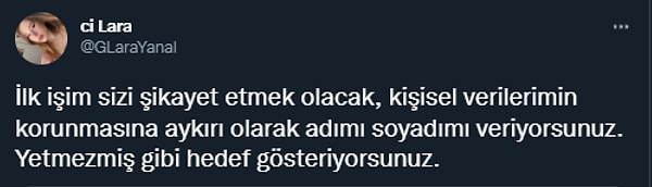 Adı soyadı verilerek kendisi hedef gösterilen kullanıcı da yasal hakkını kullanacağını belirtti.