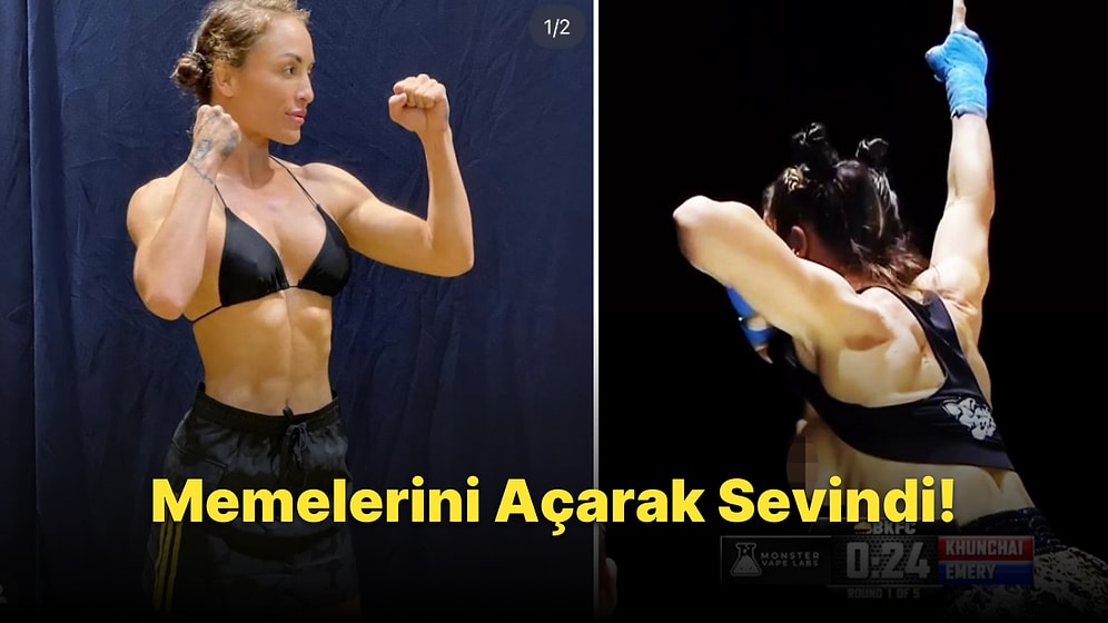Rakibini Nakavt Eden Kadın Dövüşçü Memelerini Açarak Sevindi