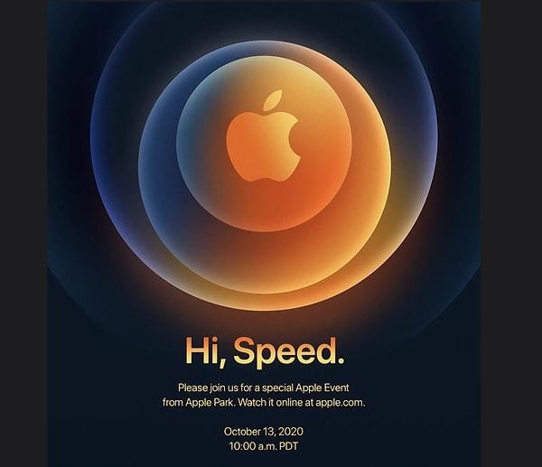 iPhone 12 etkinliği için paylaşılan bu davetiyedeki "Hi speed" ibaresi Apple'ın sonunda 5G destekli bir cihaz üreteceğinin işaretçisiydi.