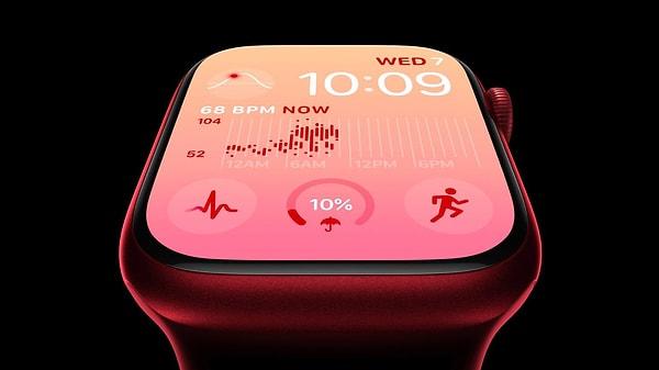 Apple Watch Series 8 etkinliğin ilk ürünü olarak sahneye çıktı. Apple'ın yeni akıllı saati birçok yeni güvenlik ve sağlık özelliğine sahip olmasıyla dikkatleri çekiyor.
