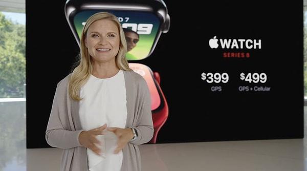 Apple Watch Series 8 ülkemizde 9.299 TL'den başlayan fiyatlarla satışa sunulacak. Saatin çapına ve kordon seçimine göre fiyatlar değişkenlik gösterebilir.