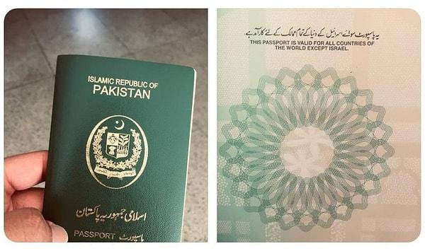 31. Pakistan pasaportlarında İsrail için ilginç bir ibare vardır.