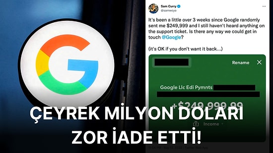 Google Yanlışlıkla Bir Kişinin Hesabına 250 Bin Dolar Gönderdi