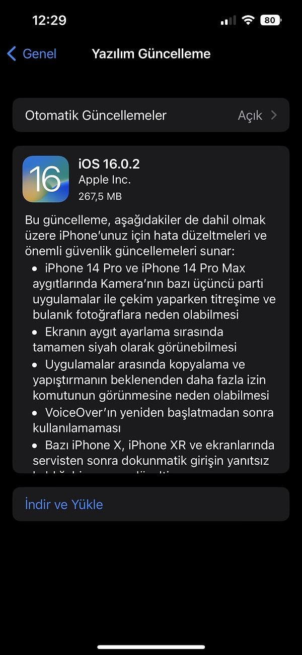 iPhone 14 serisindeki kamera sorununu çözen iOS 16.0.2 güncellemesinde diğer hatalar için de düzeltmeler yer alıyor.