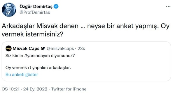 Demirtaş, anketi hesabından paylaştı