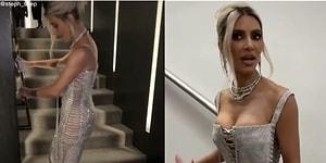 Ассистент Ким Кардашьян поделилась видео со звездой, которая не может передвигаться в платье от Dolce & Gabbana