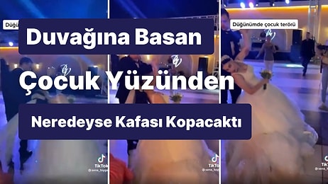 Çocuk Terörü İş Başında: Duvağına Basıp Düşen Çocuk Yüzünen Kafası Kopma Noktasına Gelen Gelinin Zor Anları