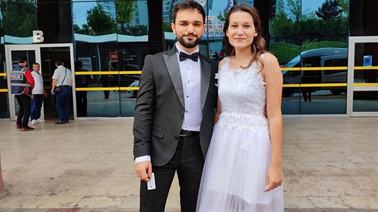 Gelinliği ile Sınava Girdi
