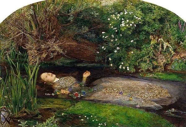 2. John Millais'in Ophelia'sı için poz veren Elizabeth Siddal, bu resim için zatürre oldu.