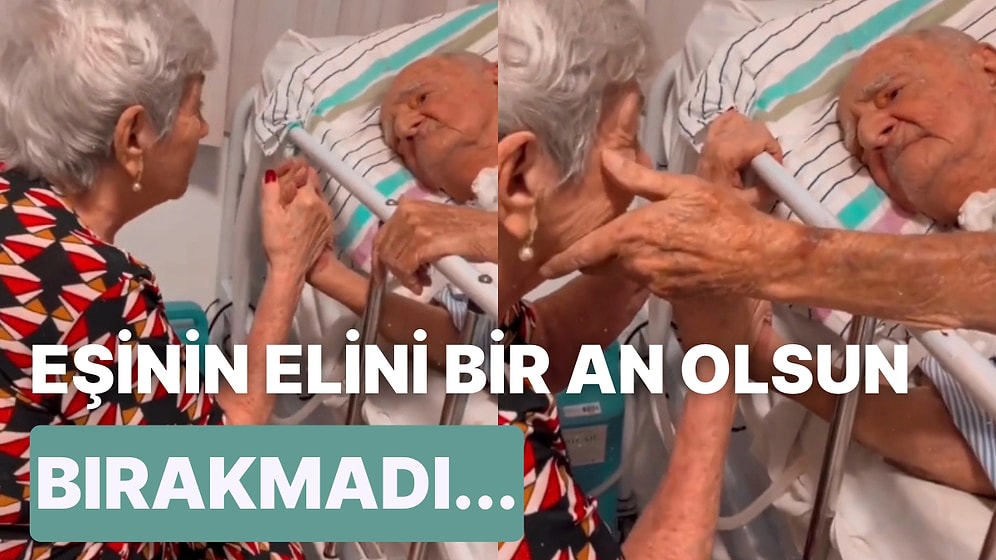 Hasta Yatağındaki Eşinin Elini Bir An Olsun Bırakmayan Teyzenin İzleyenlerin İçini Yumuşacık Eden Anları
