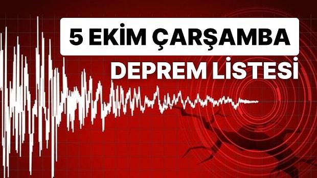 Marmara'da Korkutan Deprem: 5 Ekim Çarşamba AFAD ve Kandilli Rasathanesi Son Dakika Depremler Listesi
