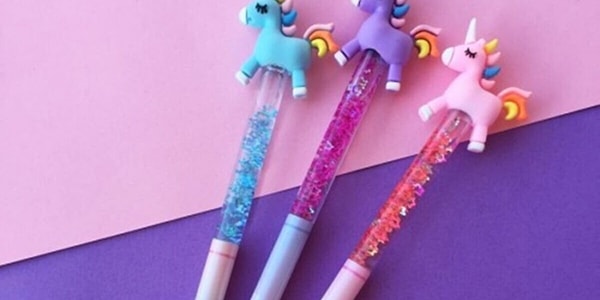 6. Minnoş Dükkan Unicorn Bubble Sulu Simli Tükenmez Jel Kalem