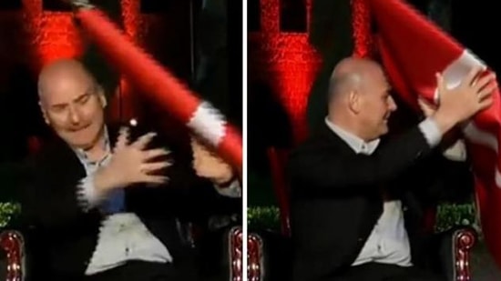 Bakan Soylu'nun Kafasına Türk Bayrağı Düştü