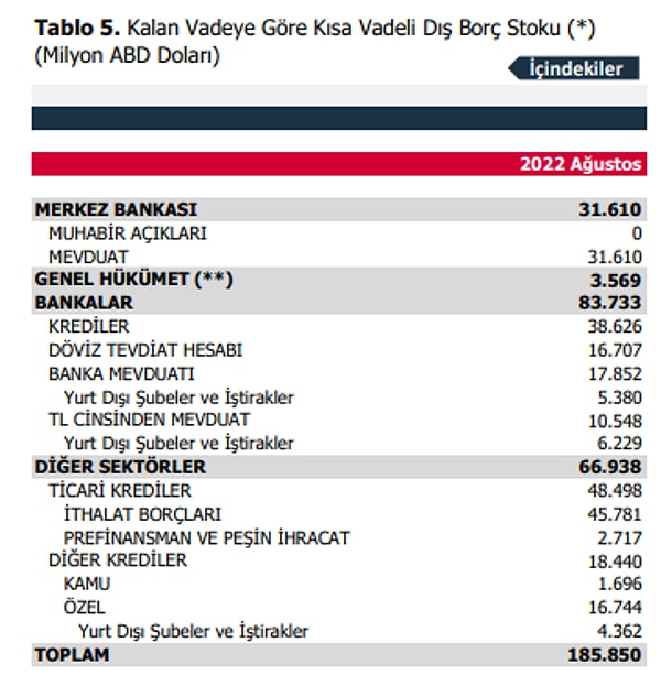 Borçlu bazında, toplam stok içinde kamu sektörünün %19,9, Merkez Bankası’nın %17,0,  özel sektörün ise %63,1 oranında paya sahip olduğu gözlendi.