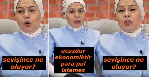 Op. Dr. Ayşe Duma o videosunda, 'Sevişmek iyileştirir, sevişmek güçlendirir' derken sözlerinin devamında ise sevişmeyi, 'Ucuzdur, ekonomiktir ve para pul istemez' diyerek açıklıyor.