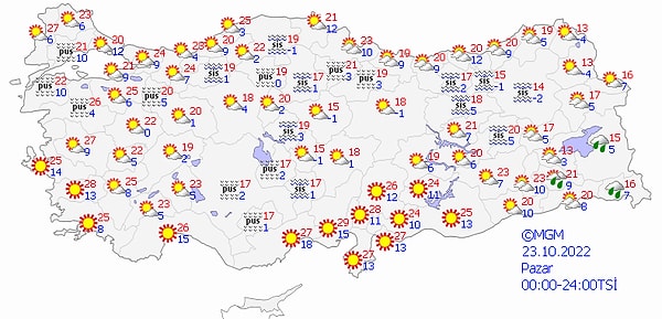 Bugün yurt genelinde hava şöyle: