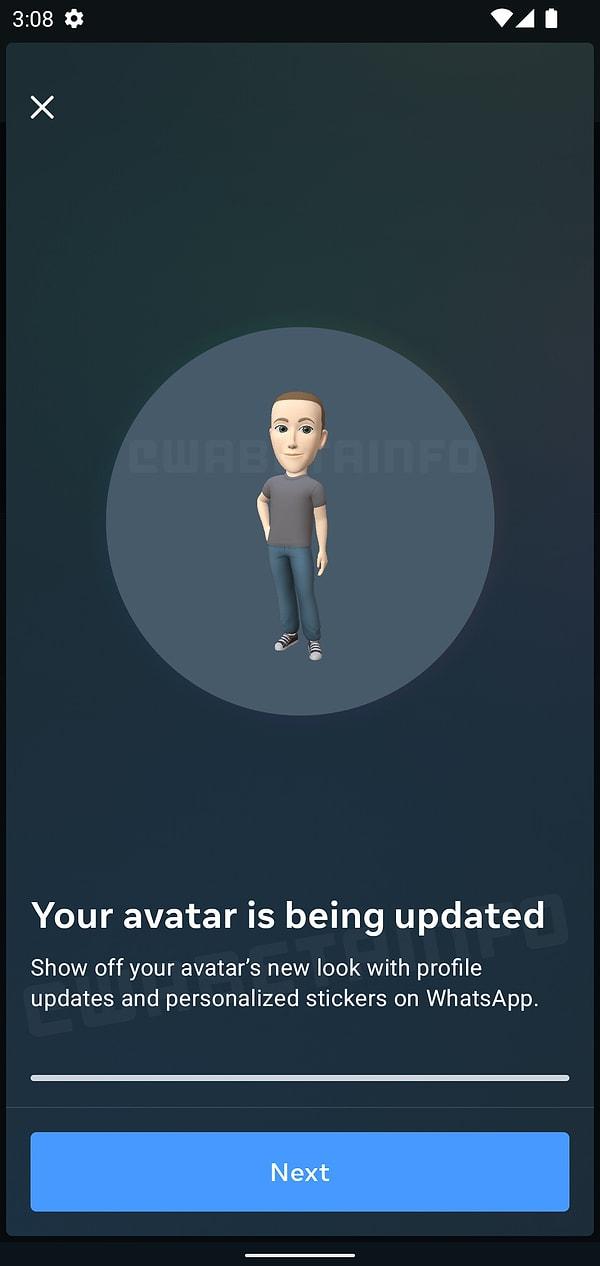 Avatar'ınızı WhatsApp hesabınıza yükledikten sonra özelleştirmelere başlayabiliyorsunuz.