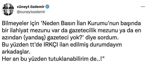 Bu paylaşımların ardından da Cüneyt Özdemir, sosyal medyada hesabından kendisini ırkçı ilan edenlere cevap verdi.