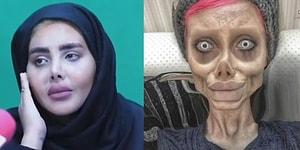 Блогер из Ирана, известная как "Зомби-двойник Джоли", показала свое настоящее лицо, после освобождения из тюрьмы