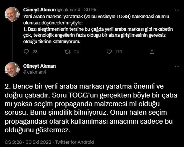 Muhalif kişiliği ile tanınan Cüneyt Akman, genel bağlamda olumlu gördüğünü açıklıyor ancak aklında soru işaretleri var tabi.