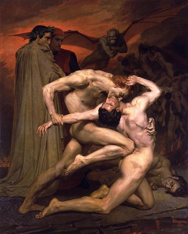 13. William Adolphe-Bouguereau, "Dante ve Virgil Cehennemde" (1850)