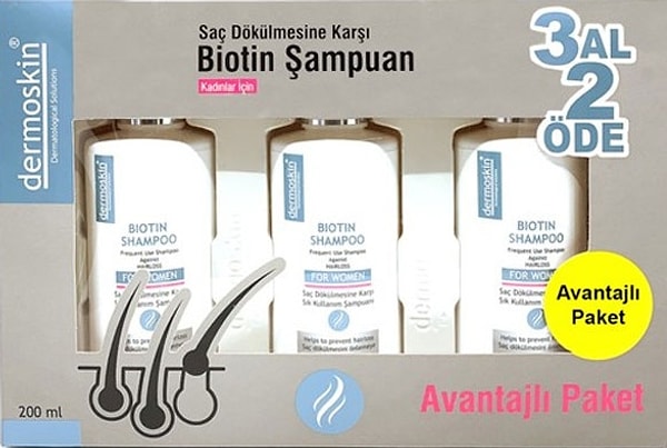 1. Erkeklere özel dökülme önleyici şampuan Dermoskin Biotin Shampoo For Men...