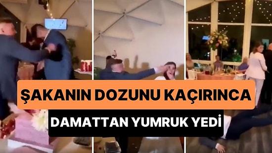 Düğünde Şakanın Dozunu Kaçıran Arkadaşını Yumrukla Yere Seren Damat