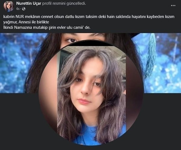 Patlamada Arzu Özsoy ve kızı Yağmur Uçar'ı kaybeden oyuncu Nurettin Uçar'ın henüz 15 yaşında kaybettiği kızının fotoğrafını paylaştı.