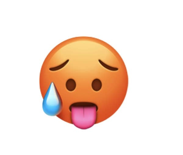 4. Kızarıp terleyen yüz emojisi: