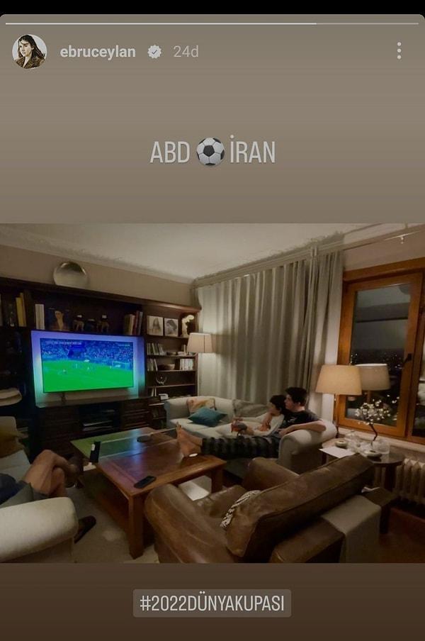 Ceylan, dün akşam 1 - 0 biten ABD - İran maçını maaile izledikleri bir story attı.