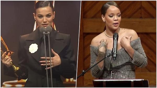2. Geçtiğimiz günlerde Pınar Deniz'in Altın Kelebek ödül konuşmasının Rihanna'dan esinlendiği ortaya çıkmıştı.