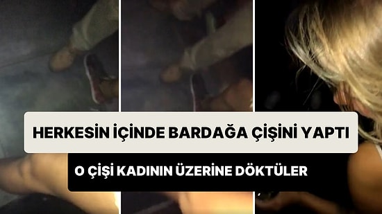 Herkesin İçinde Bardağa Çişini Yapan Sarhoş Kadın