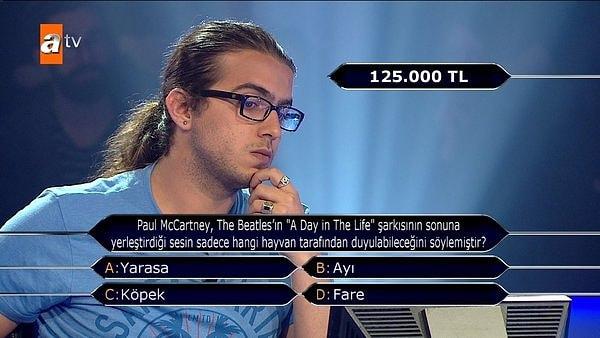 Yarışmaya katılan lise öğrencisi İrfan Yıldırım 1 milyon TL'yi gören ikinci isimdi. Soru açıldığı andan itibaren doğru cevabı tahmin eden Çağdaş, durumu riske atmamış ve çekilme kararı almıştı.