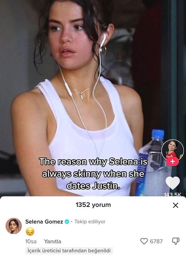 Söz konusu video, Gomez'in eski paparazzi fotoğrafları ile "Selena'nın Justin'le birlikte olduğu dönem hep zayıf olmasının nedeni" başlığını içeriyordu.
