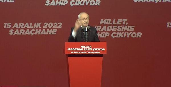 Kılıçdaroğlu 11 madde halinde yaptığı konuşmasında, "Hepinizin huzurunda söz veriyorum adalet ya gelecek ya gelecek" ifadelerini kullandı.