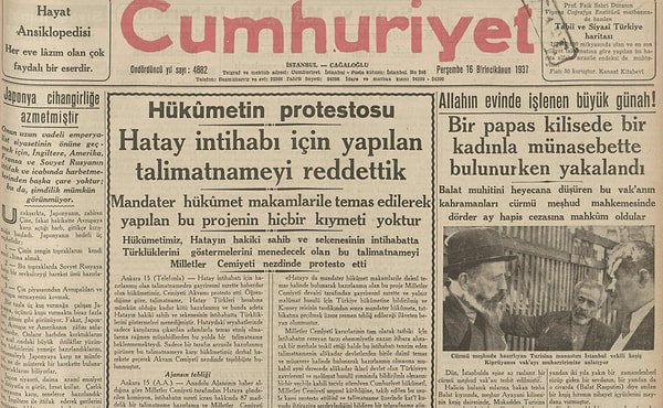 Bugünün eski gazetesi: 16 Aralık 1937