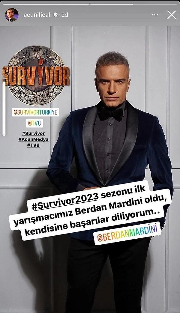 Yeni sistem merak edilirken de Ilıcalı, Survivor 2023'ün yeni yarışmacılarını da tek tek açıklama başladı. İlk olarak ünlü şarkıcı Berdan Mardini'yi duyurmuştu.