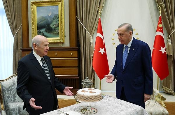 Cumhurbaşkanı Recep Tayyip Erdoğan, MHP lideri Devlet Bahçeli için erken doğum günü kutlaması yaptı.