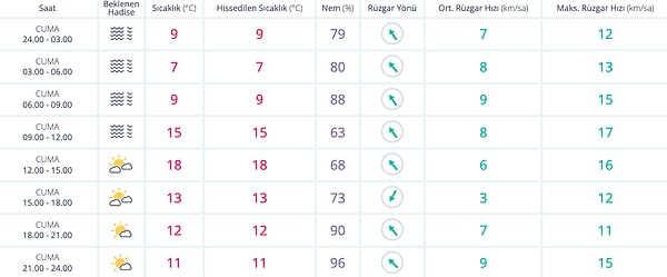 30 Aralık Cuma İzmir Hava Durumu