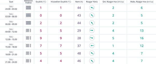 3 Ocak Salı Ankara Hava Durumu