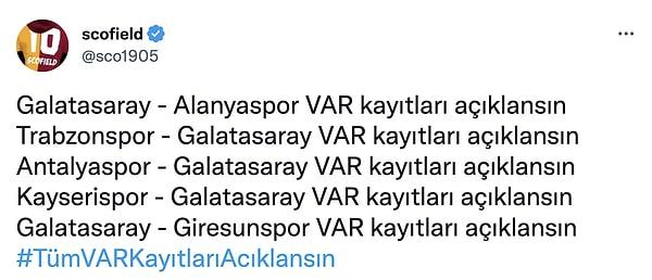 Galatasaraylılar tüm VAR kayıtlarının açıklanmasını istedi.