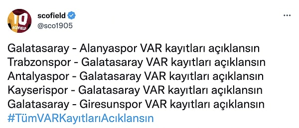 Galatasaraylılar tüm VAR kayıtlarının açıklanmasını istedi.