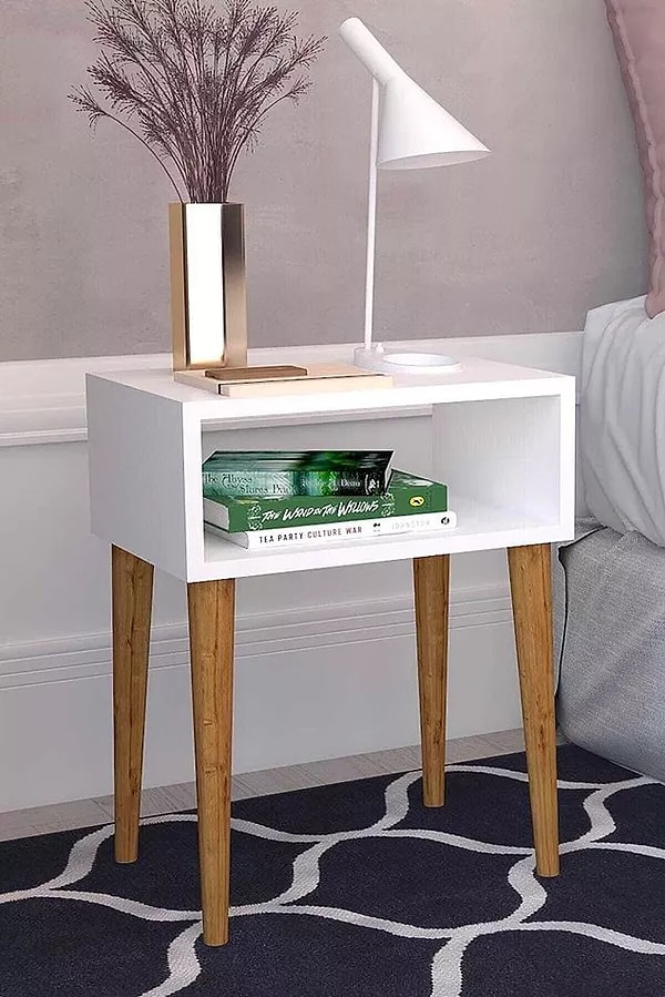 3. Retro design wooden bedside table